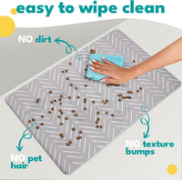 Dog Mat for Food and Water, Cat Feeding Mat - 16.5"L x 26"W / Gray Mud Cloth - image 4