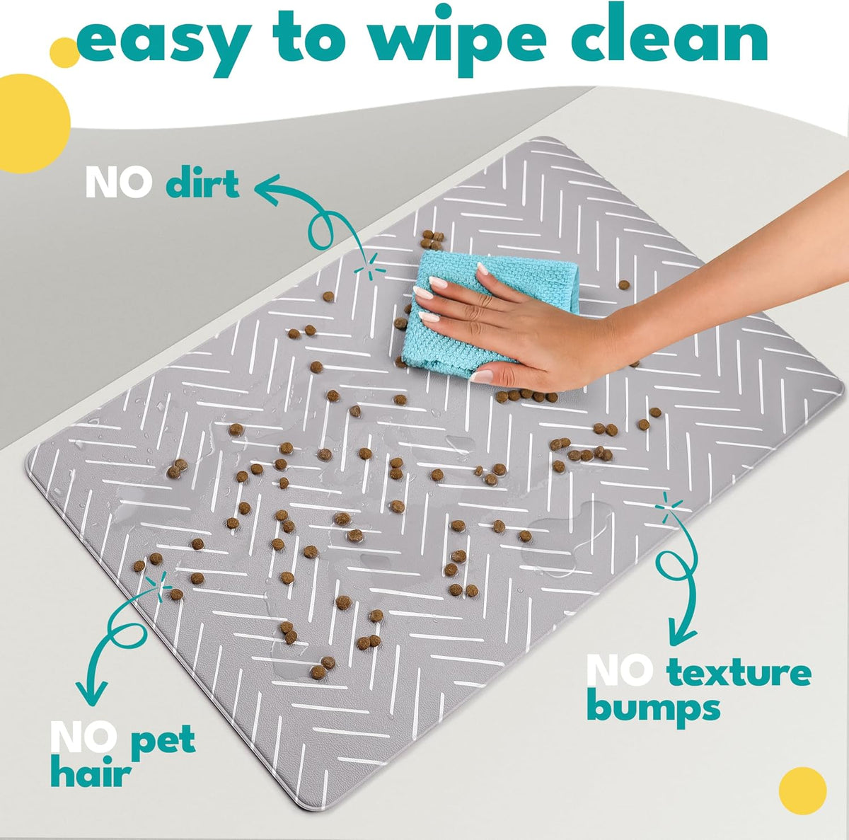 Dog Mat for Food and Water, Cat Feeding Mat - 16.5"L x 26"W / Gray Mud Cloth - image 4