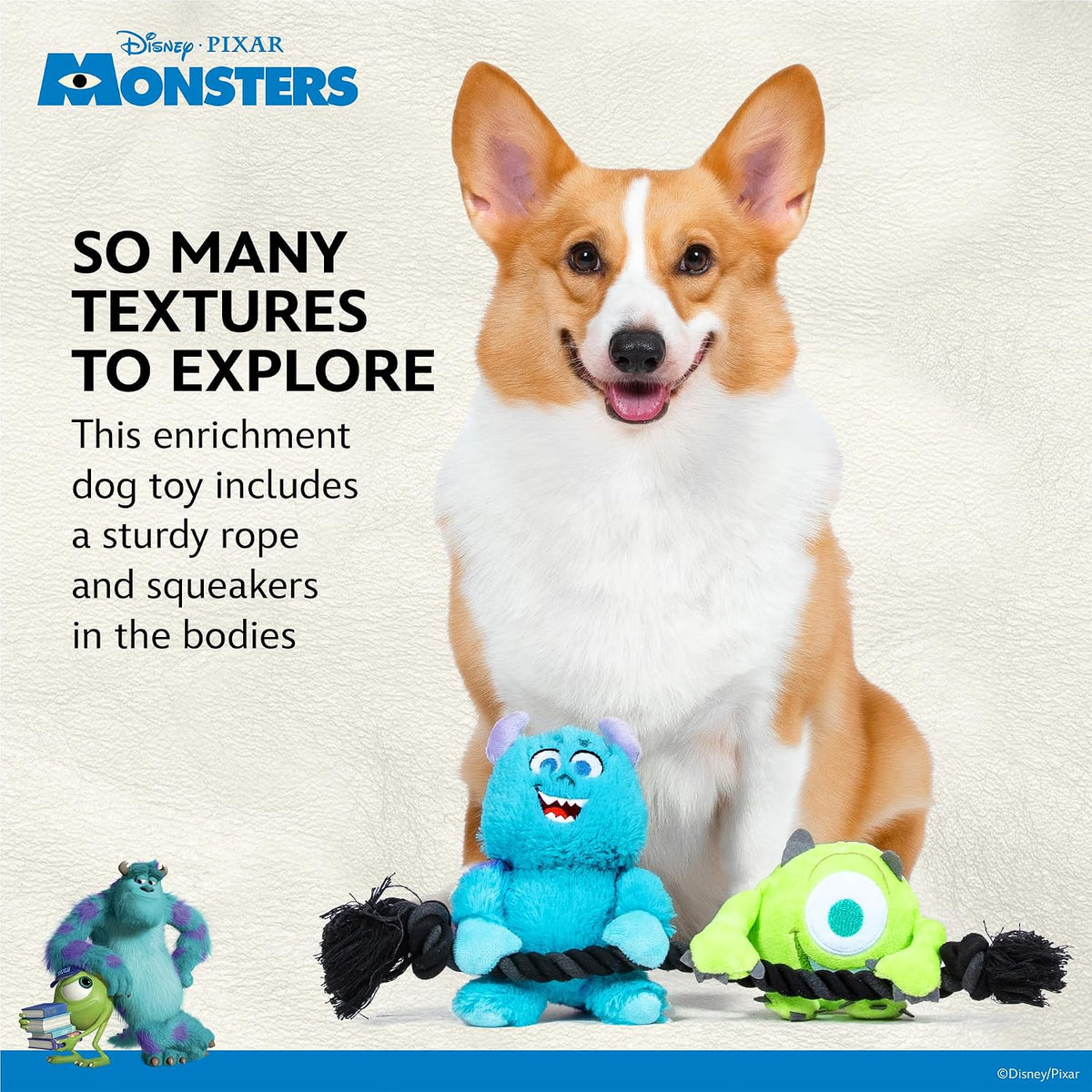 Disney for Pets Pixar Monsters Inc Sulley Plush Dog Toy - Sulley & Mike Plush Rope / 12 Inch - image 3