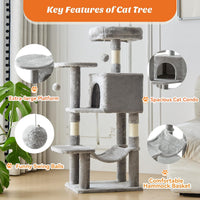 DUMOS 44 Inch Cat Tree Tower with Natural Sisal Scratching Posts – Essentials for Cats - Light Grey / 4 / 44 Inch - image 3