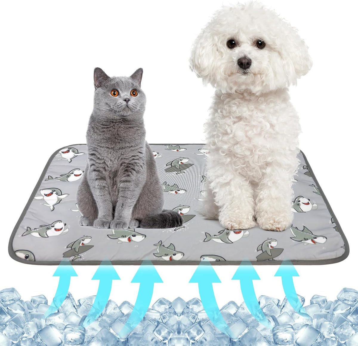 NACOCO Summer Pet Cooling Mat - M: 19.5" x 27.5'' / Grey Shark