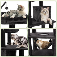 KAMABOKO Cat Tree, 73.6" H Tall Climbing Modern Indoor Play Tower for Large Cats and Kittens, Cats House with Cat Cave Condo, Cat Tree Hammock, Multi-Level Cat Activity Tree, and Cute Scratching Posts