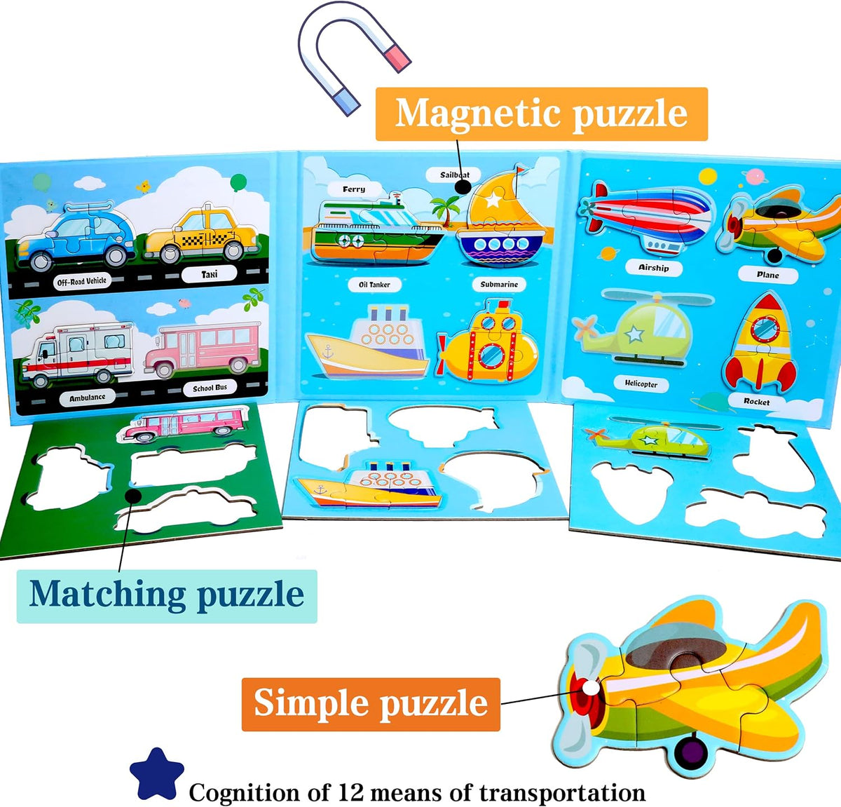 Magnetic Puzzles for Kids Ages 3-5 - Traffic - image 3