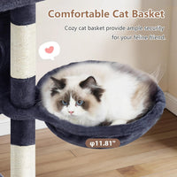 Cat Tree Tower 42'' with Condo, Indoor Scratching Post GCT005SG – Essentials for Cats - Dark gray / 42 inch - image 3