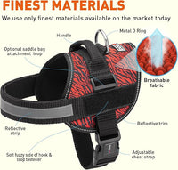 Dogline Dog Harness, Reflective No-Pull Adjustable Vest with Handle for Walking, Training, Breathable, No - Choke Harness for Small, Medium or Large Dogs Room for Patches Zebra Black/Red L 27"-34"
