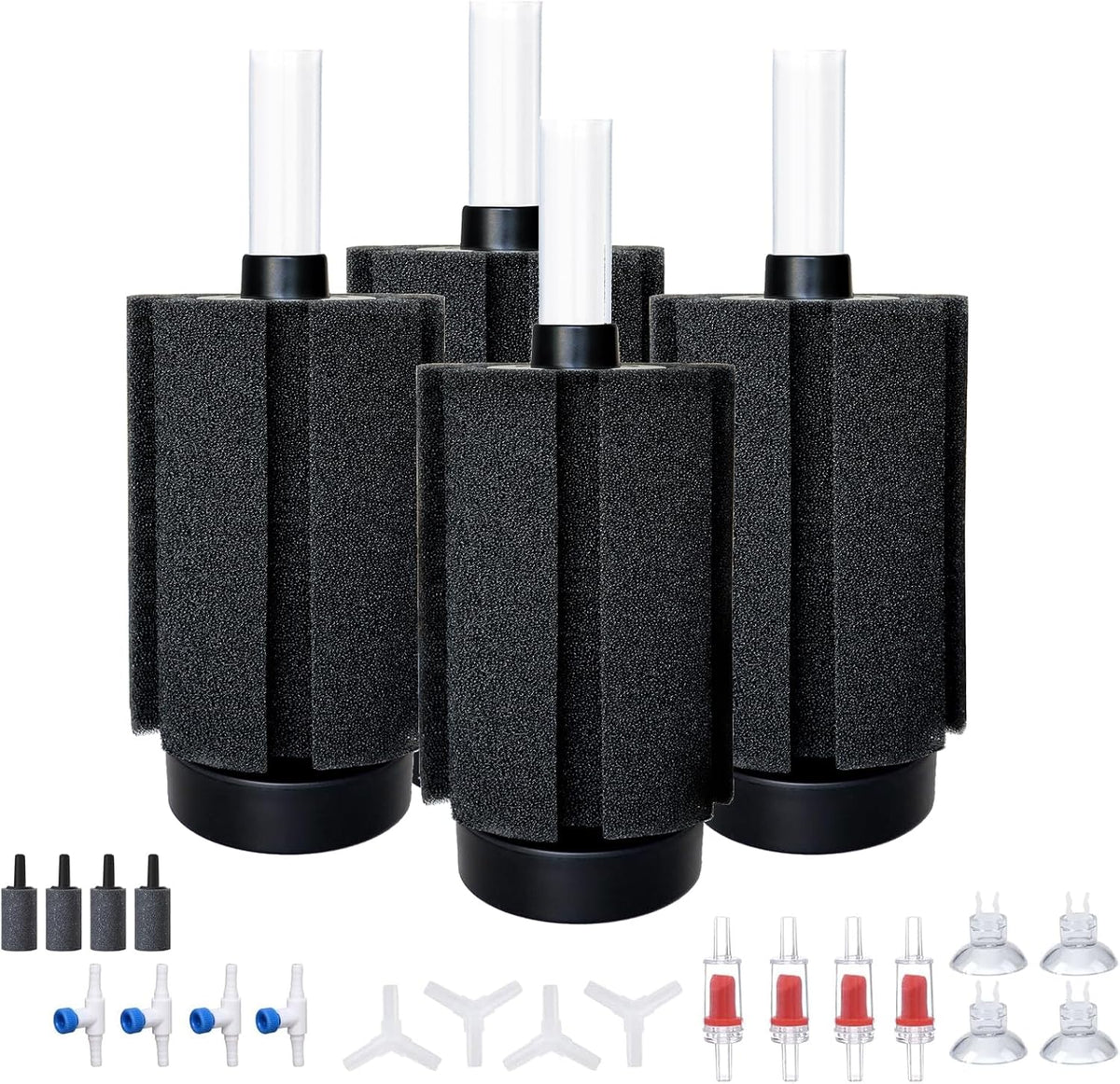 ALEGI 4 Pcs Large Aquarium Sponge Filter for 40-80 Gal Betta Fish Tank – Essentials for Fish - (Upgrade) 20-50 Gal 4 Pcs