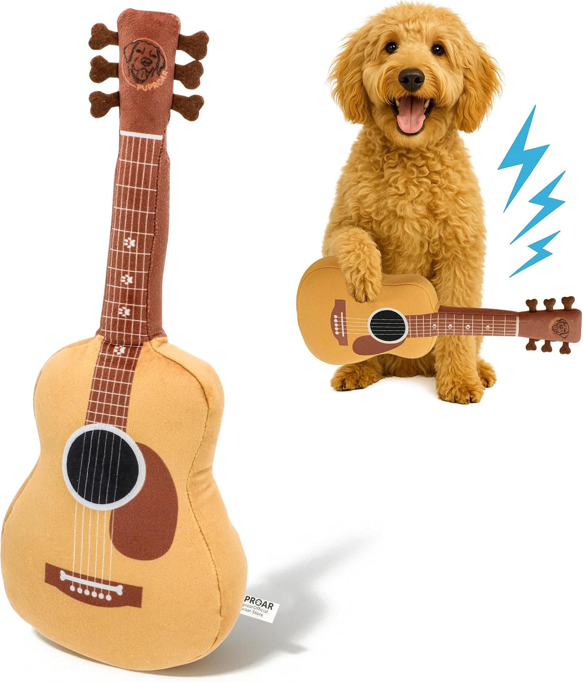 PUPROAR Guitar Dog Toy, Funny Plush Squeaky Puppy Gift
