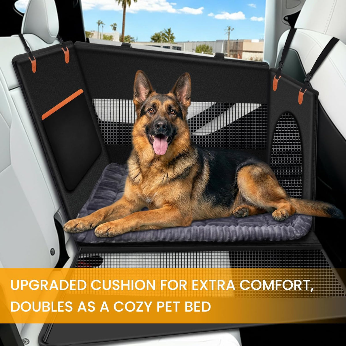 Large Dog Car Seat Half Back Seat Extender with Hard Bottom – Essentials for Dogs - Black / Extra Large - image 4