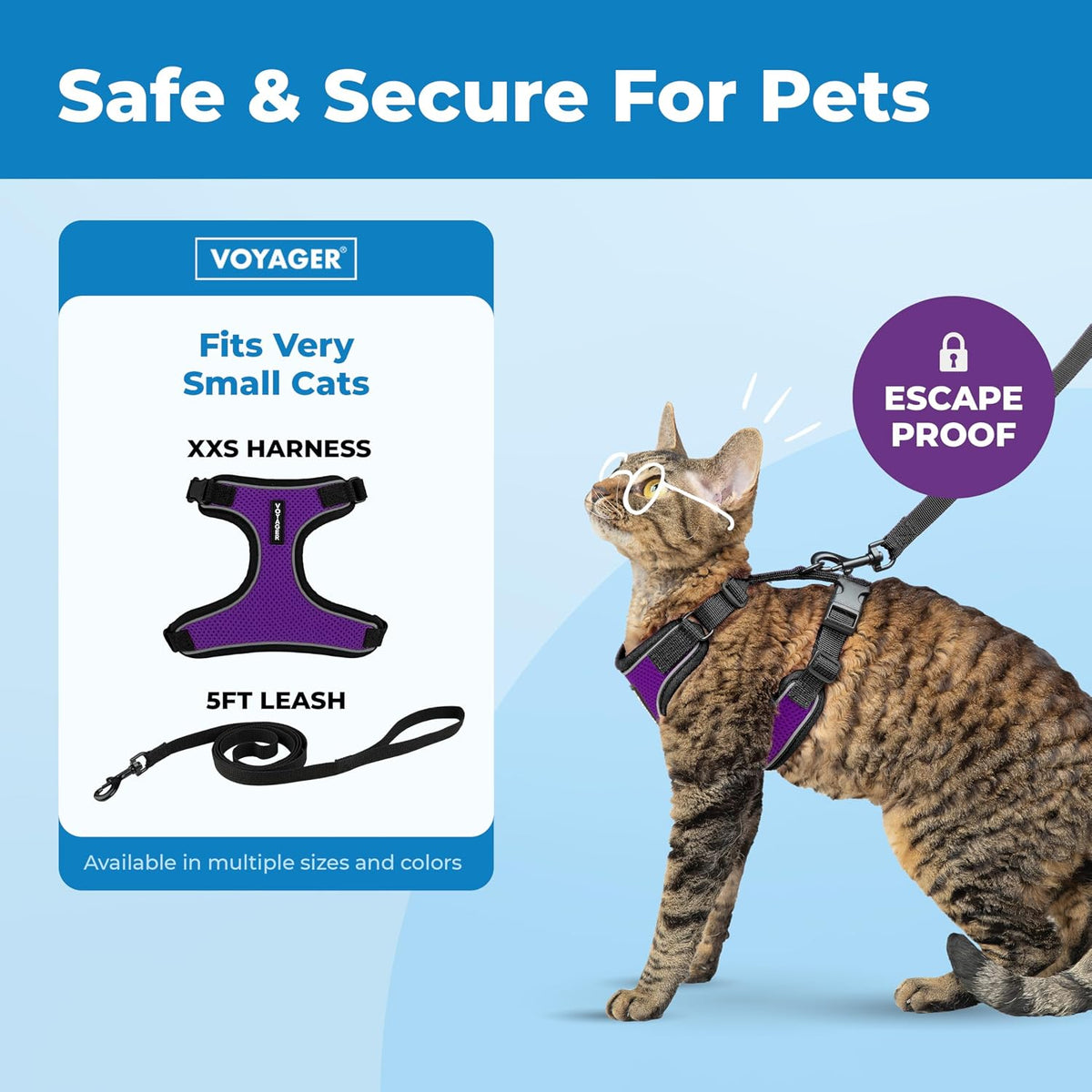 Voyager Escape-Proof Step-in Harness & Leash, Orange - Black Trim-Purple (327) / XXS (Chest: 11.5 - 14") - image 2