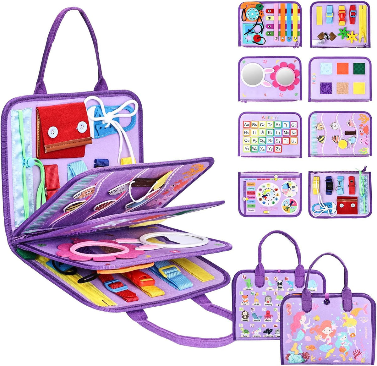 JHkim Busy Board Montessori Toys for Boys Girls Gifts - Purple