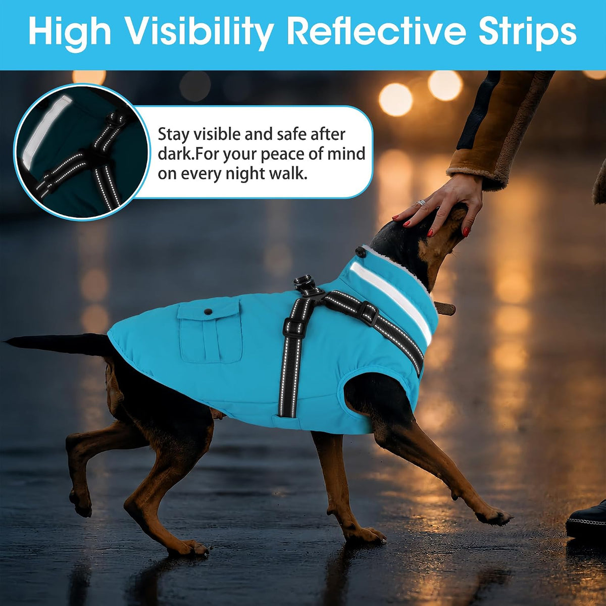 Dogcheer Dog Coat with Harness - Light Blue / XX-Large( Chest:35.4"Back:23.6" Neck:23.6") - image 4