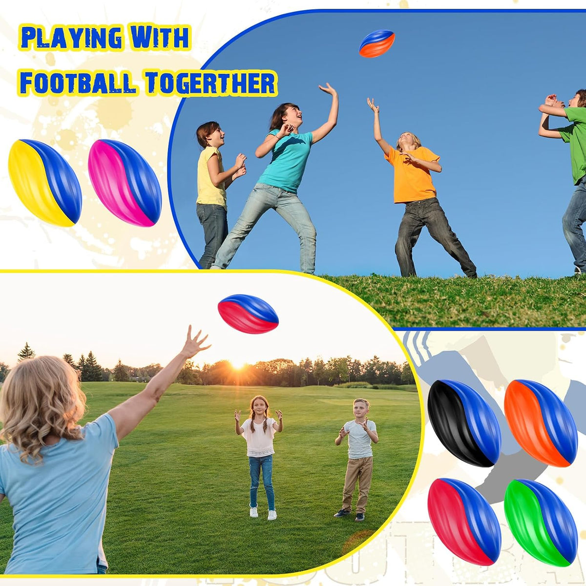 Jerify mini foam footballs for kids, 12 soft 5 inch spiral balls in 6 two-tone colors - view 10