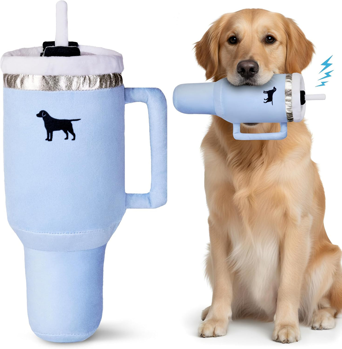 PUPROAR Pup Cup Dog Toy, Cute Birthday Gift for Girl Dogs - Chambray Blue