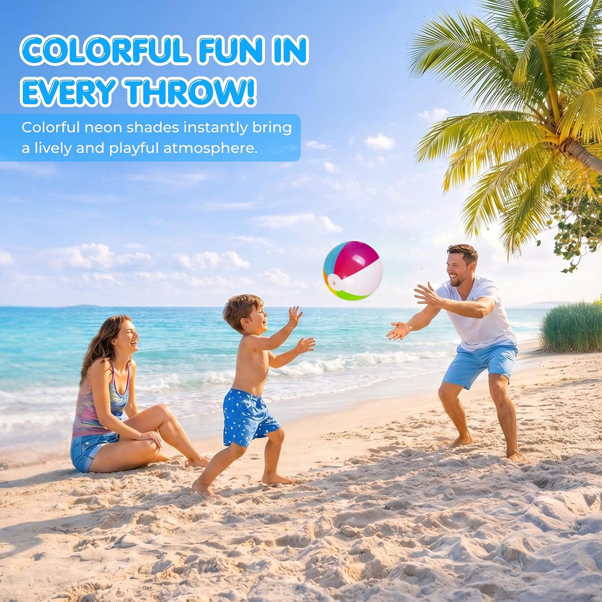 12-Pack 12“ Beach Balls - Bulk Classic Beachball Inflatable Swimming Pool Toys for Games Adults - Neon - image 4