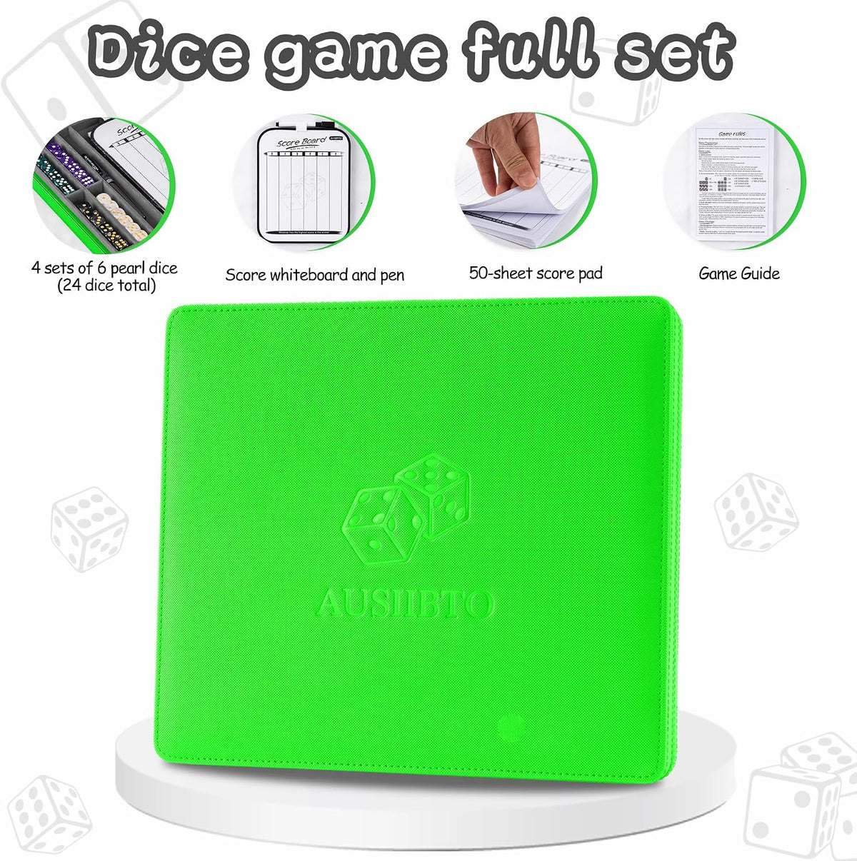 AUSIIBTO red and black Farkle dice tray and storage case with pearl dice - view 16