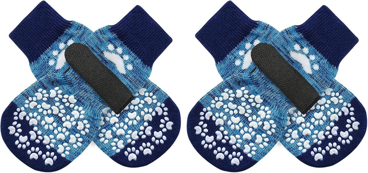 Anti Slip Dog Socks to Prevent Licking Paws - Small (4 Count) / Blue