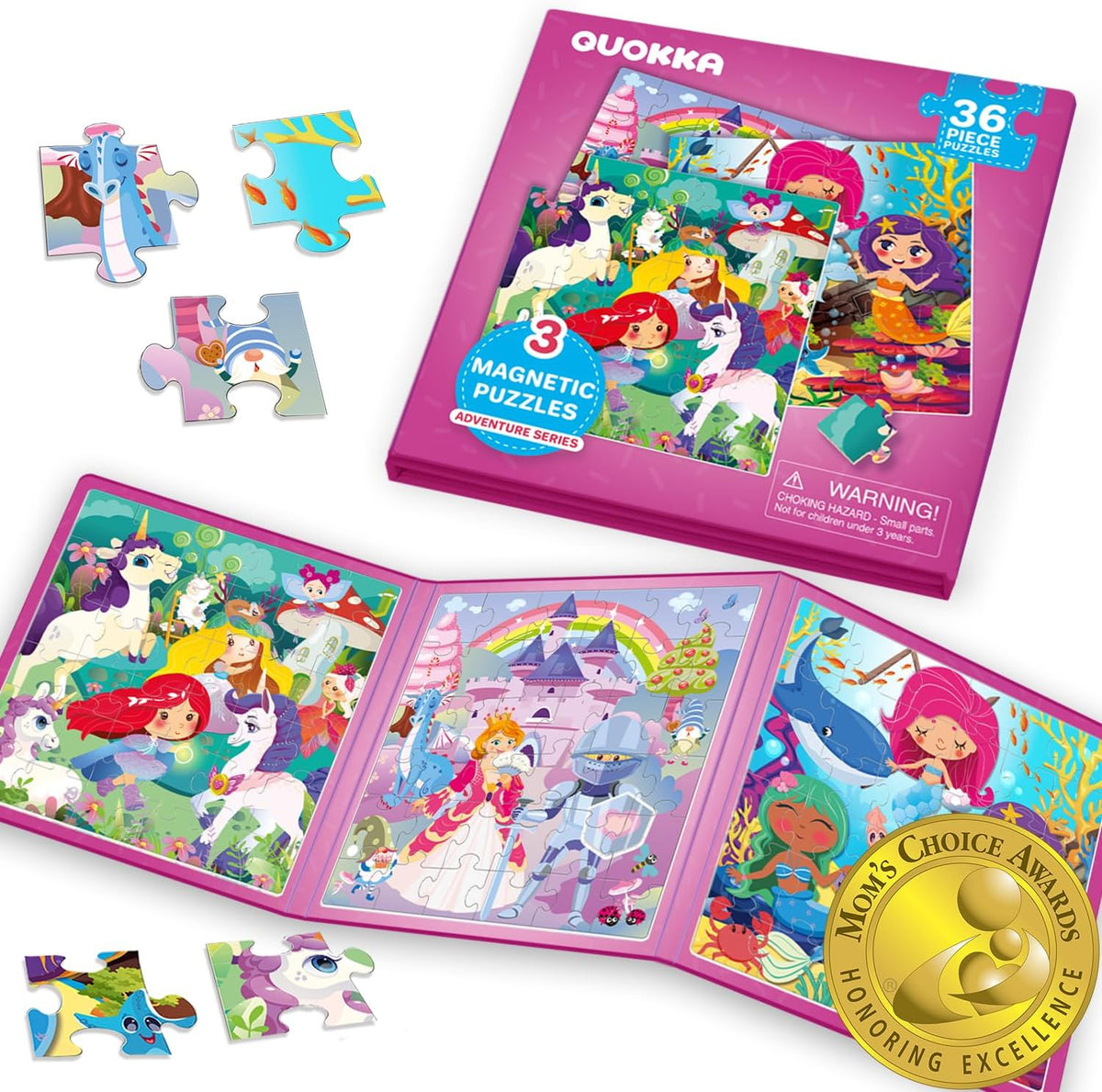 Magnetic Puzzles for Toddlers 3-5 - 1. Princess 36 Pcs Magnetic Puzzles