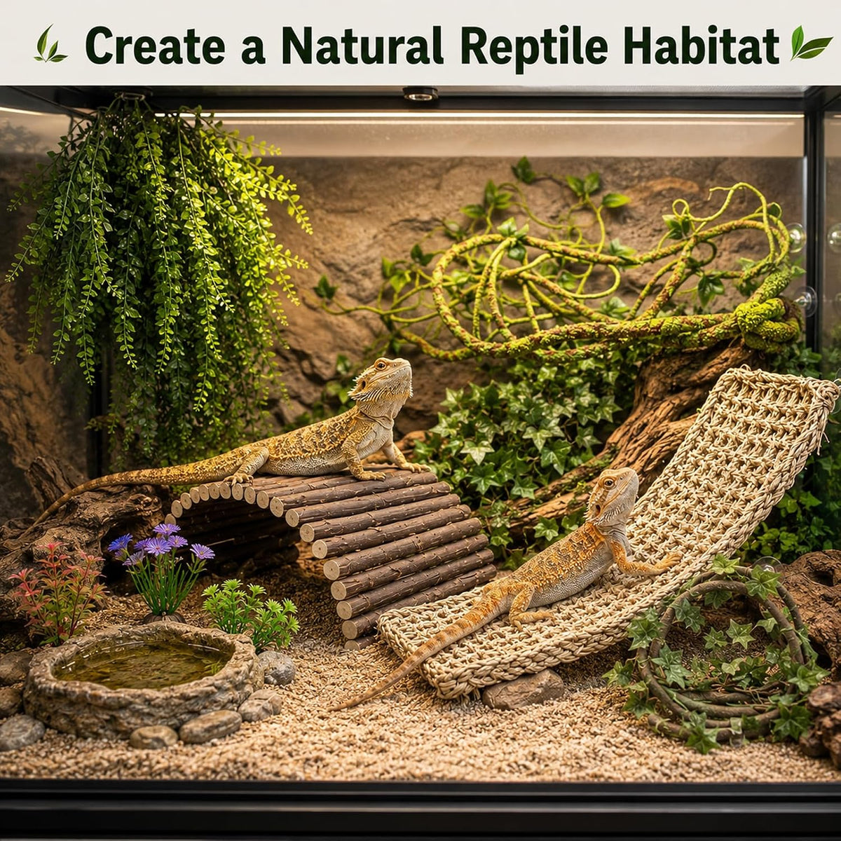RUNANIA Bearded Dragon Tank Accessories - Medium - image 3