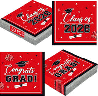 PERFQU Class of 2026 graduation napkins in blue and gold with cap and tassel design - view 3
