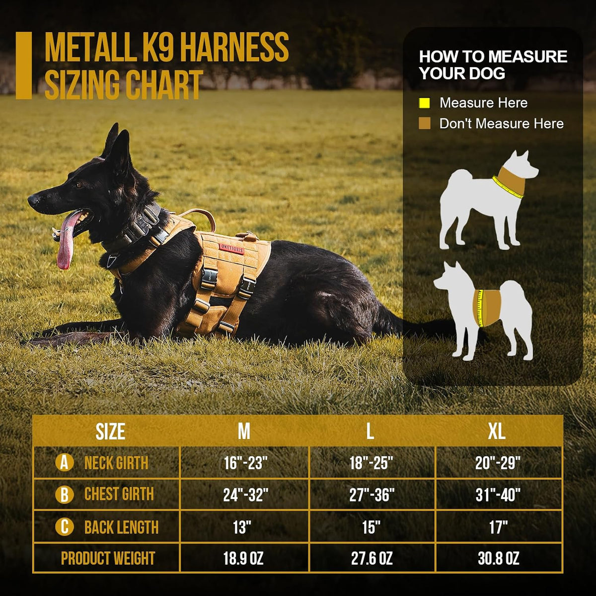 OneTigris Tactical Dog Harness with 5X Metal Buckle - M / Brown - image 2