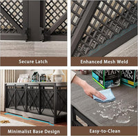 COZPAW 78 Inch Double Dog Crate Furniture, Extra Large Dog Kennel Indoor for Medium Large 2 Dogs, Heavy Duty Dog Cage Chew-Resistant Steel and Wooden Pet House with Removable Divider (Grey)