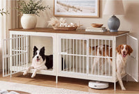 Feandrea 38" Dog Crate Furniture - Honey Brown + Matte White / 70.9"L x 23.6"W x 28.9"H