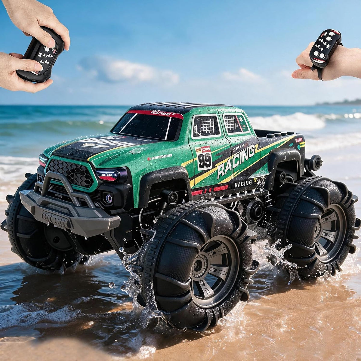 Calefwe amphibious RC monster truck with brick-built shell and gesture control watch - view 2