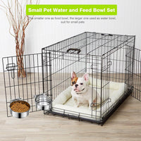 2 Pcs Stainless Steel Small Dog Crate Food Water Bowl - XS (19 & 12 OZ) / Silver - image 3