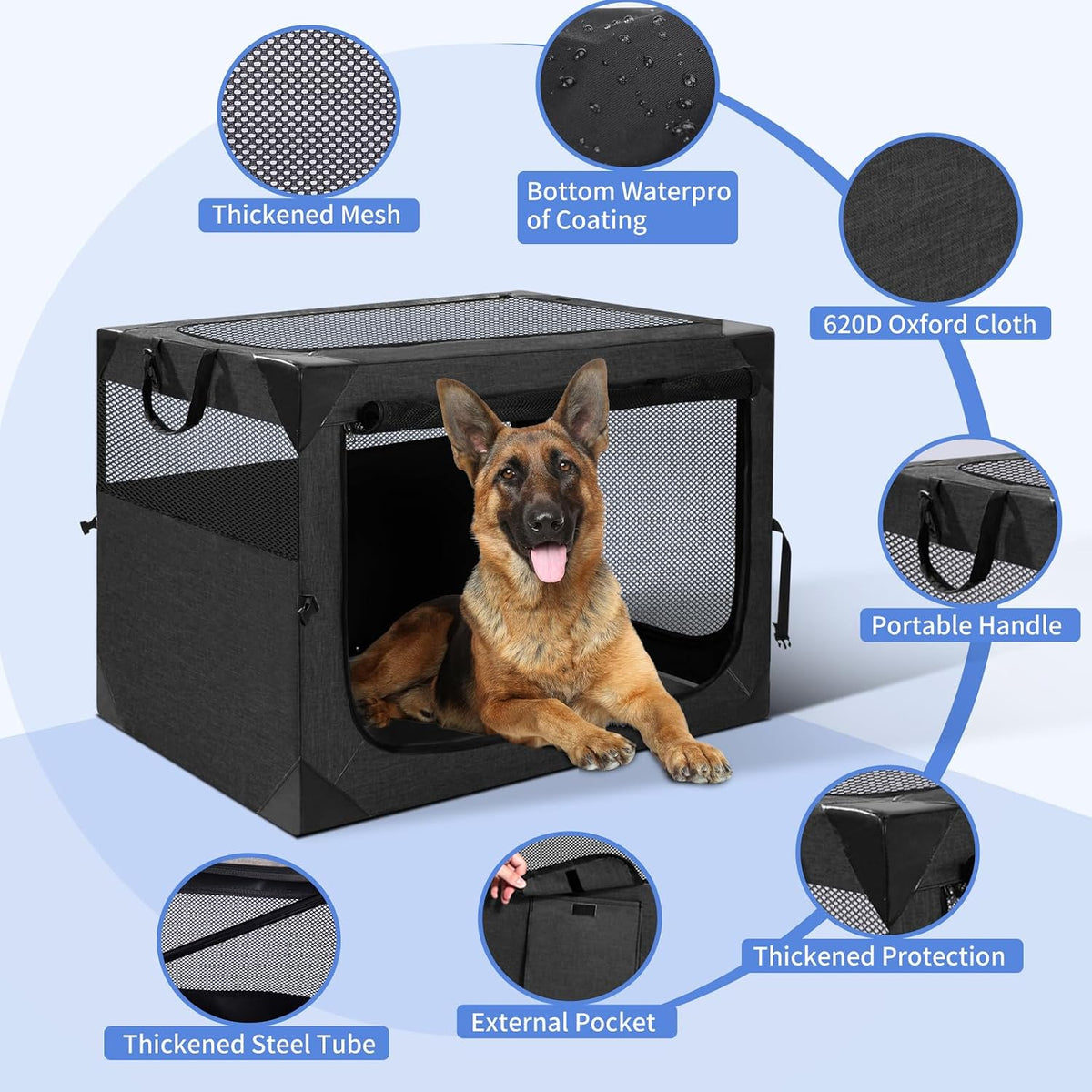 Dog Crate, Portable and Foldable Design of Dog Cage - Dark Grey / 30.0"L x 21.0"W x 21.0"H - image 3