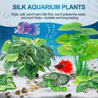 CousDUoBe 12 Pcs Betta Fish Tank Decor，Silk Aquarium Plants Green - 12 Pcs Silk Aquarium Plants（Style A） - image 4
