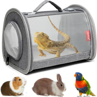 Guinea Pig Carrier Travel Small Animal Carrier Bag Lizard Bird Rabbit - 11.8"L x 9.4"W x 9.0"H / gray