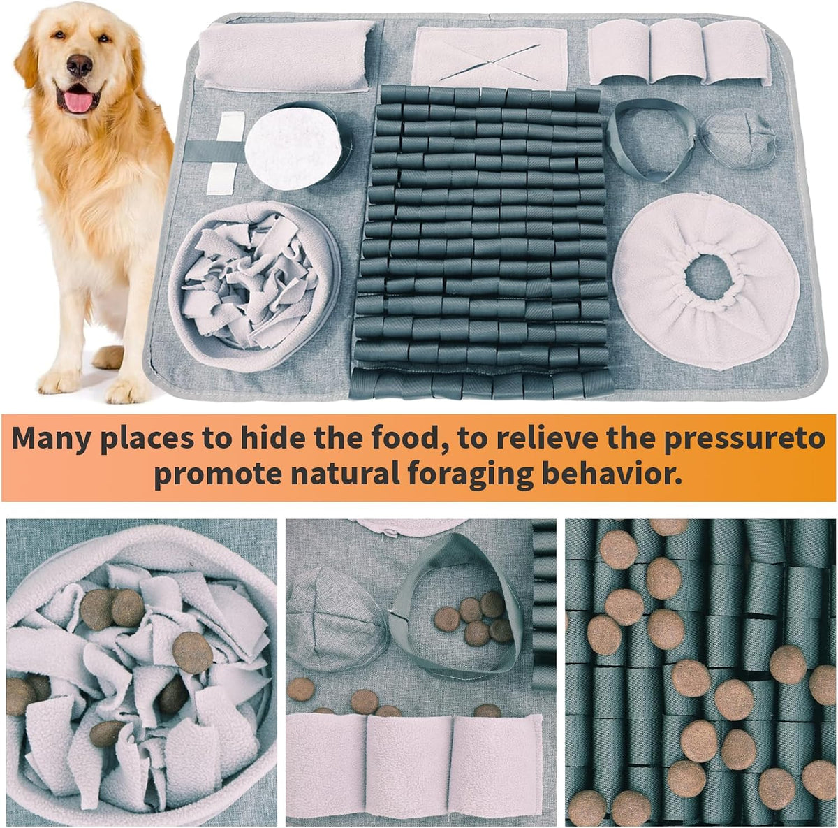 Snuffle mat for Dogs Iteractive Dog Puzzle Toy Used for Training - Gray - image 3