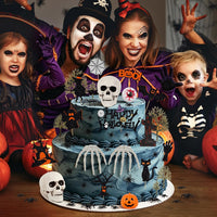 44PCS Halloween Cake Toppers with Spider Bat Castle Pumpkin Skull - Halloween - image 2