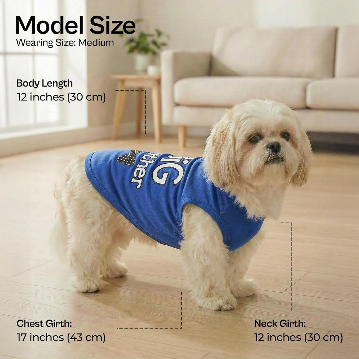 Parisian Pet Dog Shirt, 100% Cotton Shirts for Medium Dogs - Big Brother / Medium (8-12lbs) - image 2