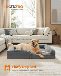 Feandrea Orthopaedic Dog Bed for Large Dogs, Waterproof Dog Sofa Bed with Removable Washable Cover, 42 x 32 x 7 Inches, Slate Gray UPGW253G02