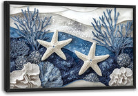 Large Starfish Nautical Wall Art for Living Room, Ocean Canvas Oversized Wall Decor, Sea Animal Modern Framed Pictures Painting Print Artwork for Bedroom Office 36"L x 24"W