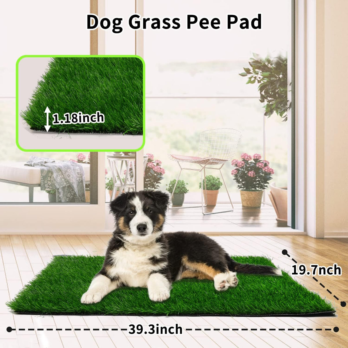 Fake Grass Pad for Dogs Potty Training Artificial Turf - 39.4x19.7 Inch / Green - image 2