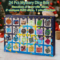 QMAY Mystery Dice Set – 7 Pcs Acrylic Polyhedral Dice + 1 Pcs Velvet Bag – Fun for Kids & Family - Mystery Dice Gift Box (24 Holes) - image 3