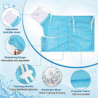 Cat Bathing Bag Anti Scratch Grooming Shower Washing Bag for Nail - White- Blue - image 3