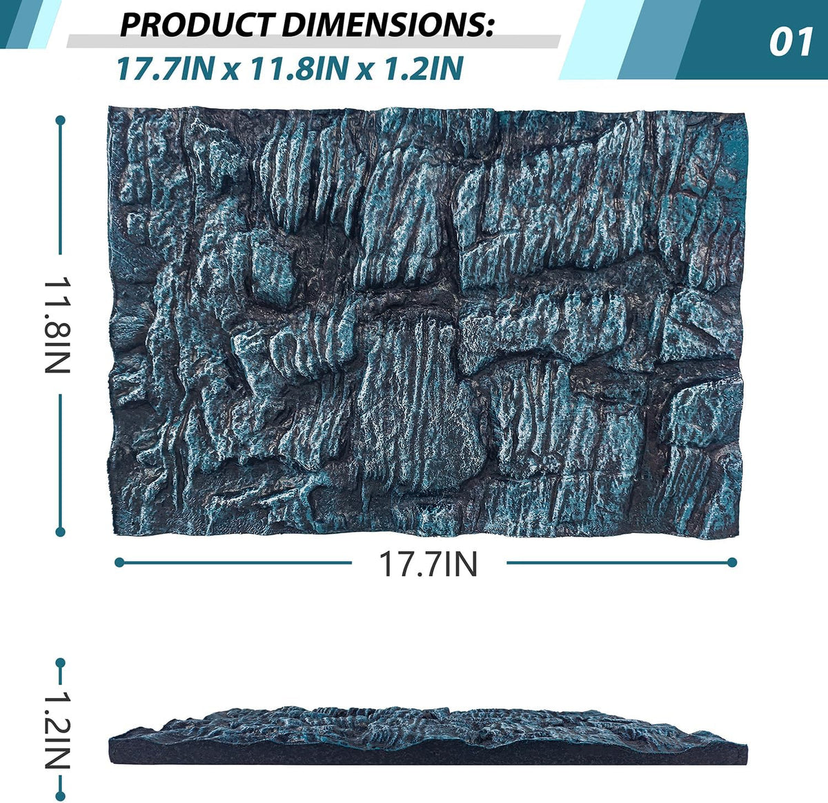 4pcs Rock Terrarium Background, 3D Reptile Tank Background Board - Blue-17.7"*11.8"（1pcs） - image 2