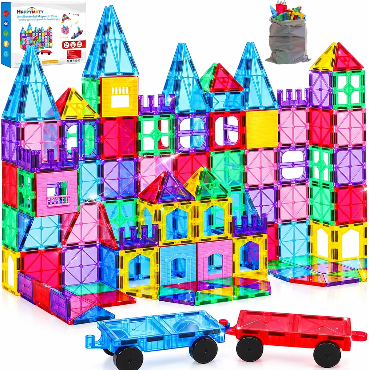Antibacterial Magnetic Tiles - 142 PCS