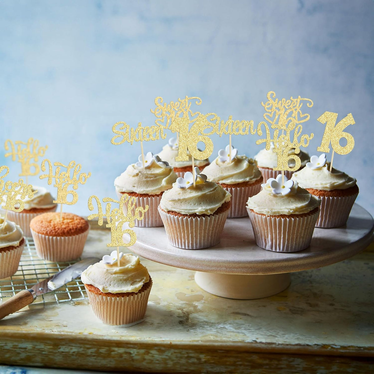 30pcs 16th Birthday Cupcake Toppers - 16th / Gold - image 4