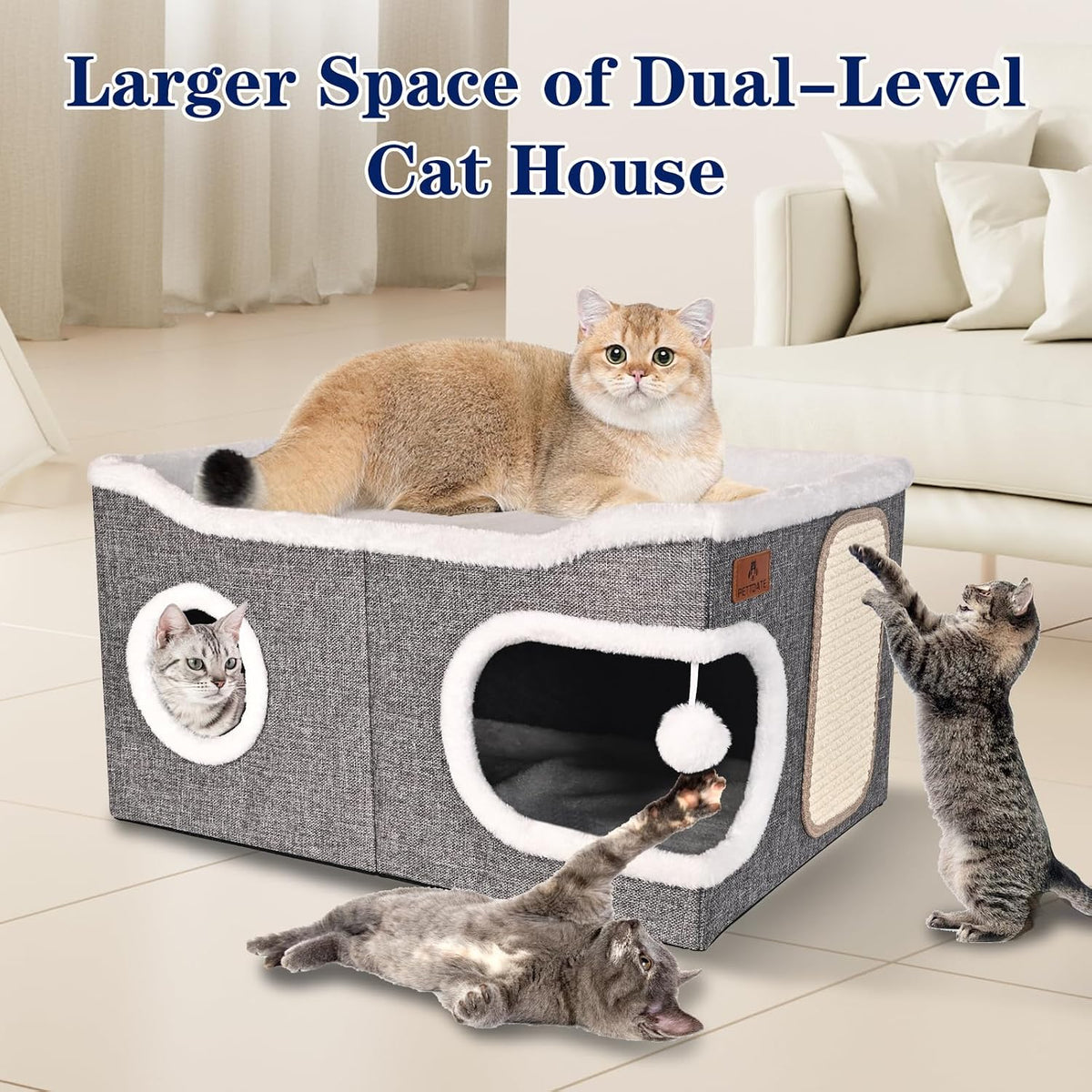 Extra Large Cat Beds for Indoor Cats - Grey / Extra Large - image 4