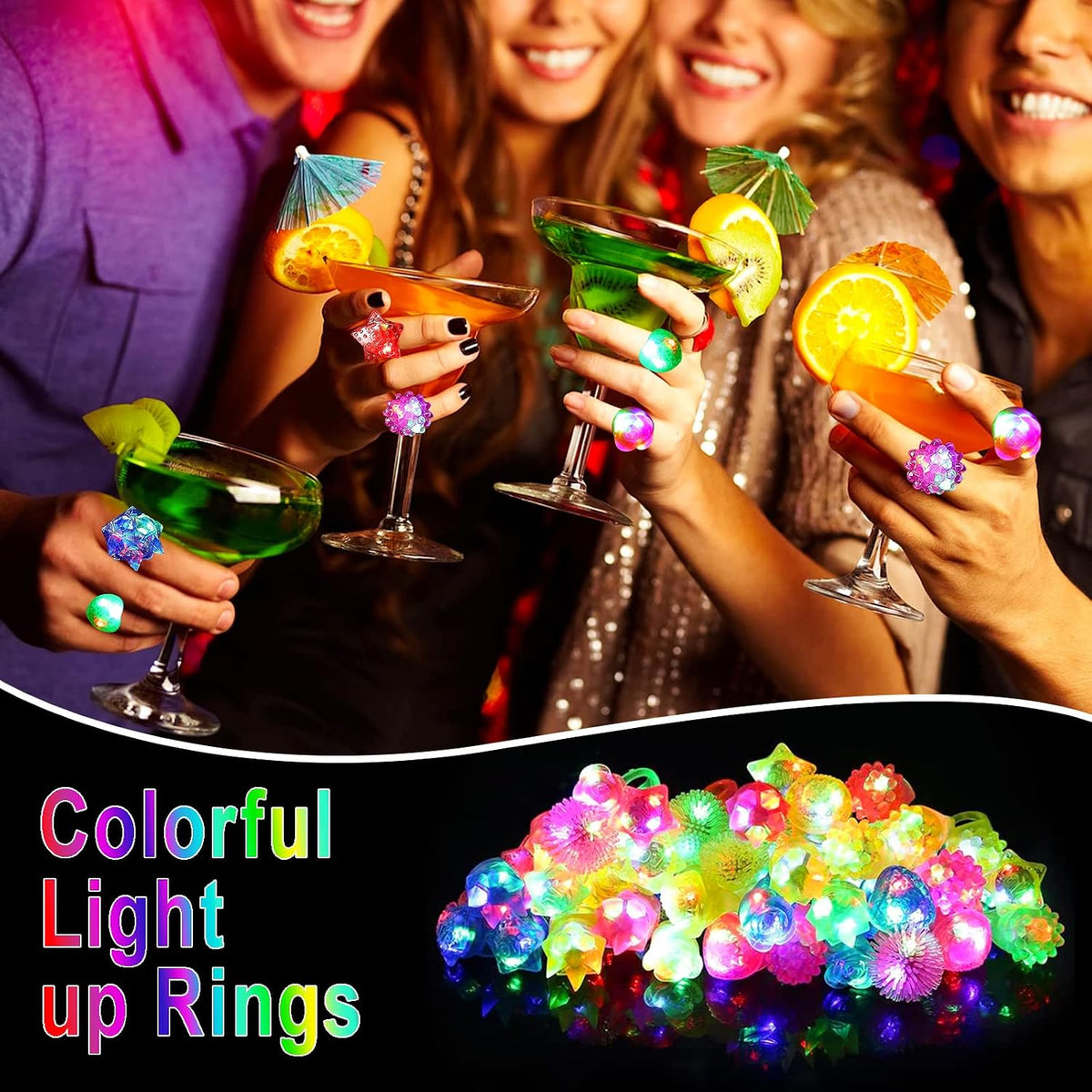 CCINEE 24Pcs Light Up Rings Flashing Assorted Colorful LED Rubber - 24pcs/Assorted Shapes - image 4