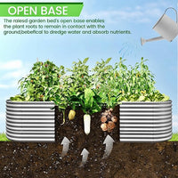 FRIZIONE 2pcs 9 in 1 Tall 8x2ft Galvanized Raised Garden Bed Outdoor,Steel Garden Bed for Vegetables,Above Ground Garden Box for Flower,Metal Raised Beds for Gardening