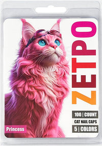 zetpo 100 pcs Cat Nail Caps | Cat Claw Covers | with Adhesives and Applicators (S, Orange, Red, Neon Red, Bright Pink, Rose)