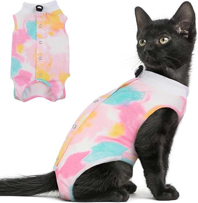 PUMYPOREITY Cat Recovery Suit, Cat Surgery Recovery Suit Female, Cat Spay Recovery Suit, Alternative to Cone of Shame, Cat Surgical Recovery Suit for Skin Diseases, Pink, L