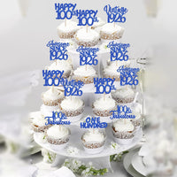 Rose gold glitter vintage 1946 cupcake toppers for an 80th birthday - view 13