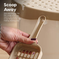 IRIS USA Top Entry Cat Litter Box, Hooded Privacy - Oval / White w/ Scoop - image 4