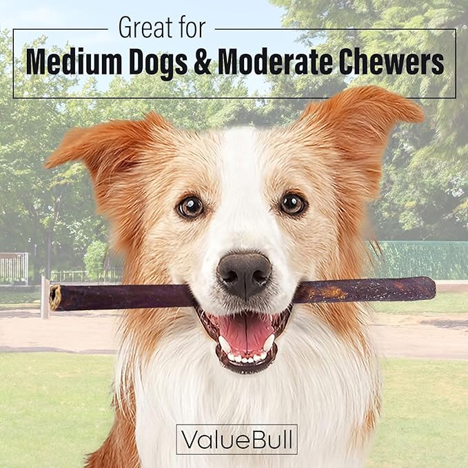 ValueBull Collagen Sticks for Dogs, 12 Inch Medium Chews, Natural Long-Lasting Dog Treats, 100 Count Bulk Pack - Supports Joints, Skin & Coat with Chondroitin & Glucosamine